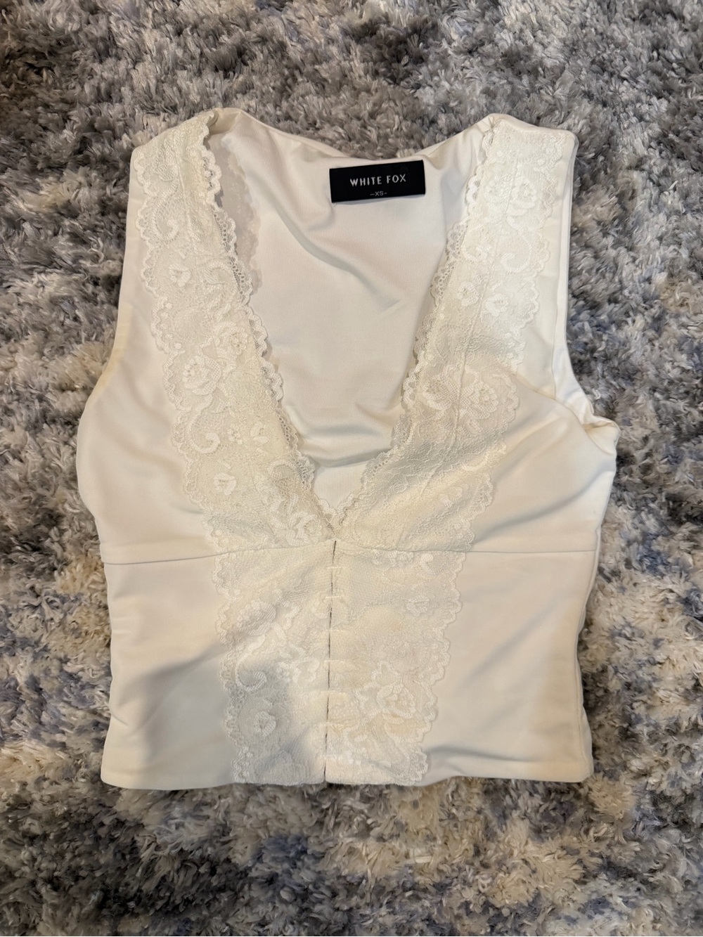 White Fox Boutique Ivory Lace-Trim V-Neck Camisole
